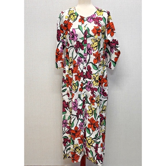 Roller Rabbit Dresses & Skirts - Roller Rabbit Women Floral Button Front Maxi Dress Long Sleeve White Multi Large